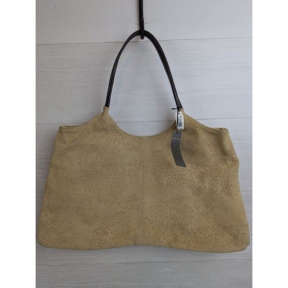 The Limited Y2K Genuine Leather Suede Embossed Tote Bag NWT Old Stock Cute! - Picture 2 of 10